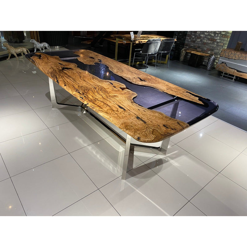 Olive Wood Epoxy Table - boccainteriors