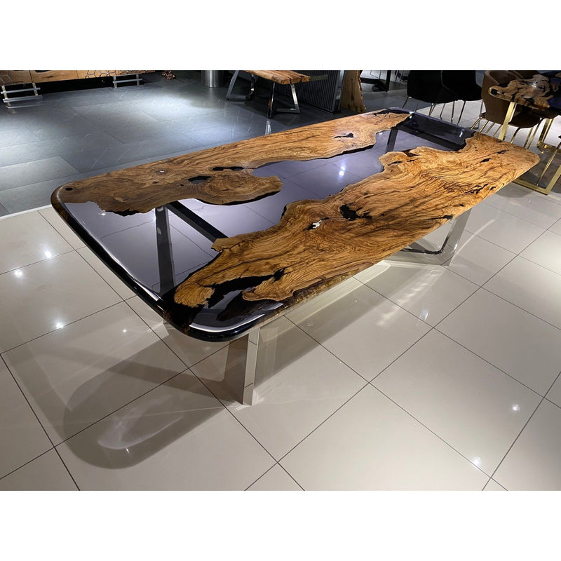 Olive Wood Epoxy Table - boccainteriors