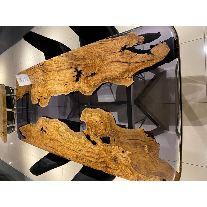 Olive Wood Epoxy Table - boccainteriors