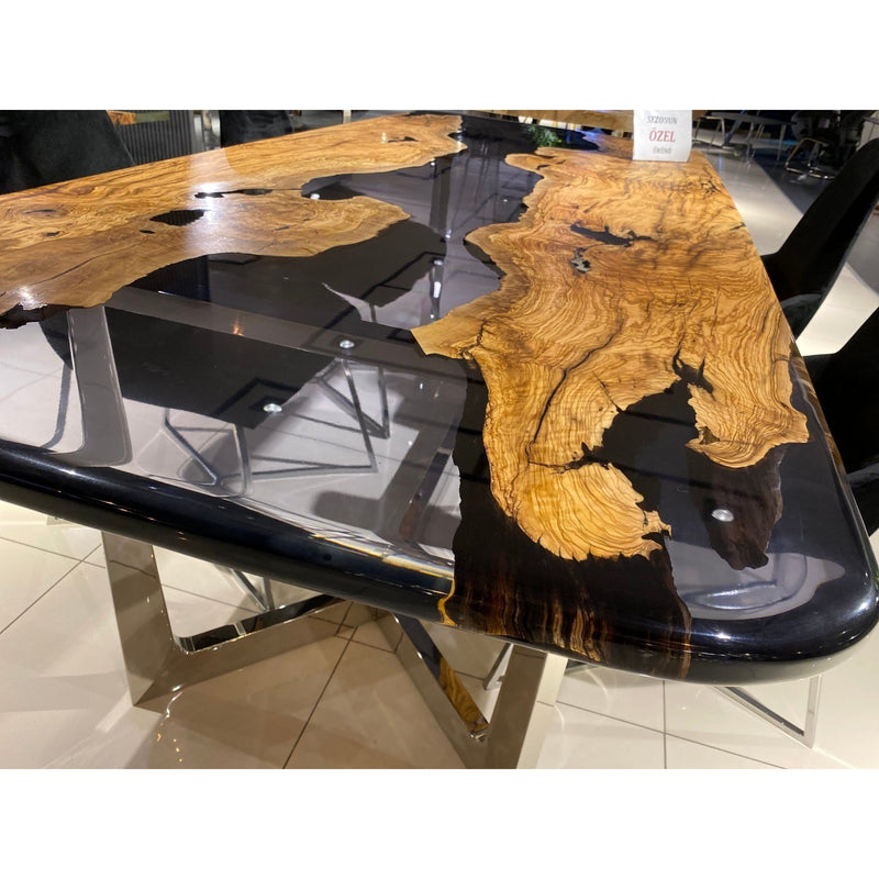 Olive Wood Epoxy Table - boccainteriors