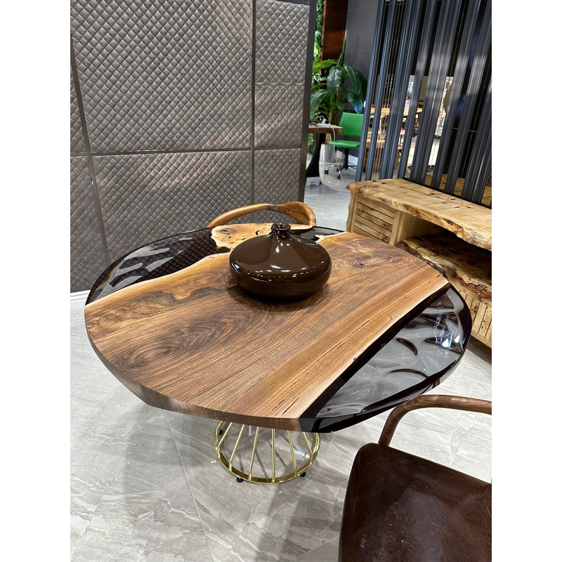 Walnut Slab Epox Coffee Table - boccainteriors