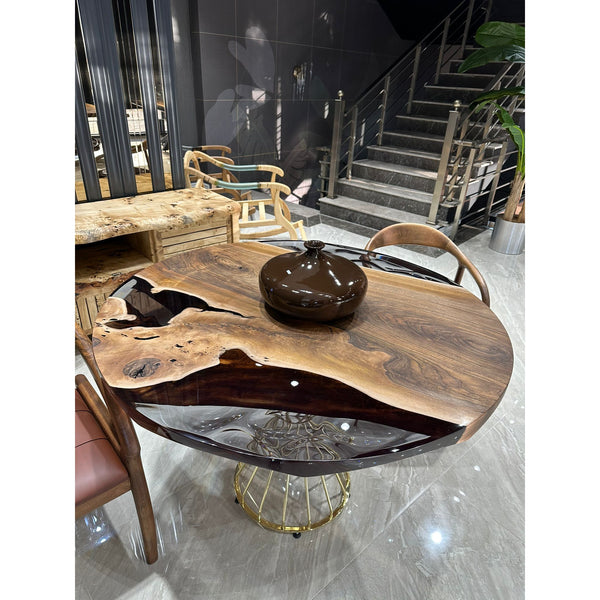 Walnut Slab Epox Coffee Table - boccainteriors