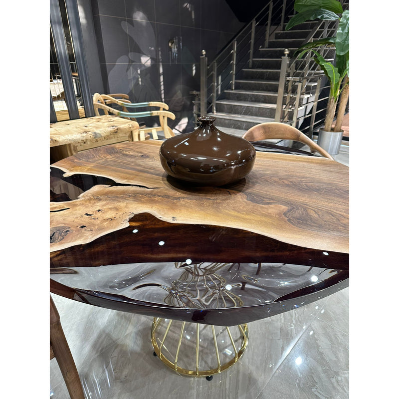 Walnut Slab Epox Coffee Table - boccainteriors